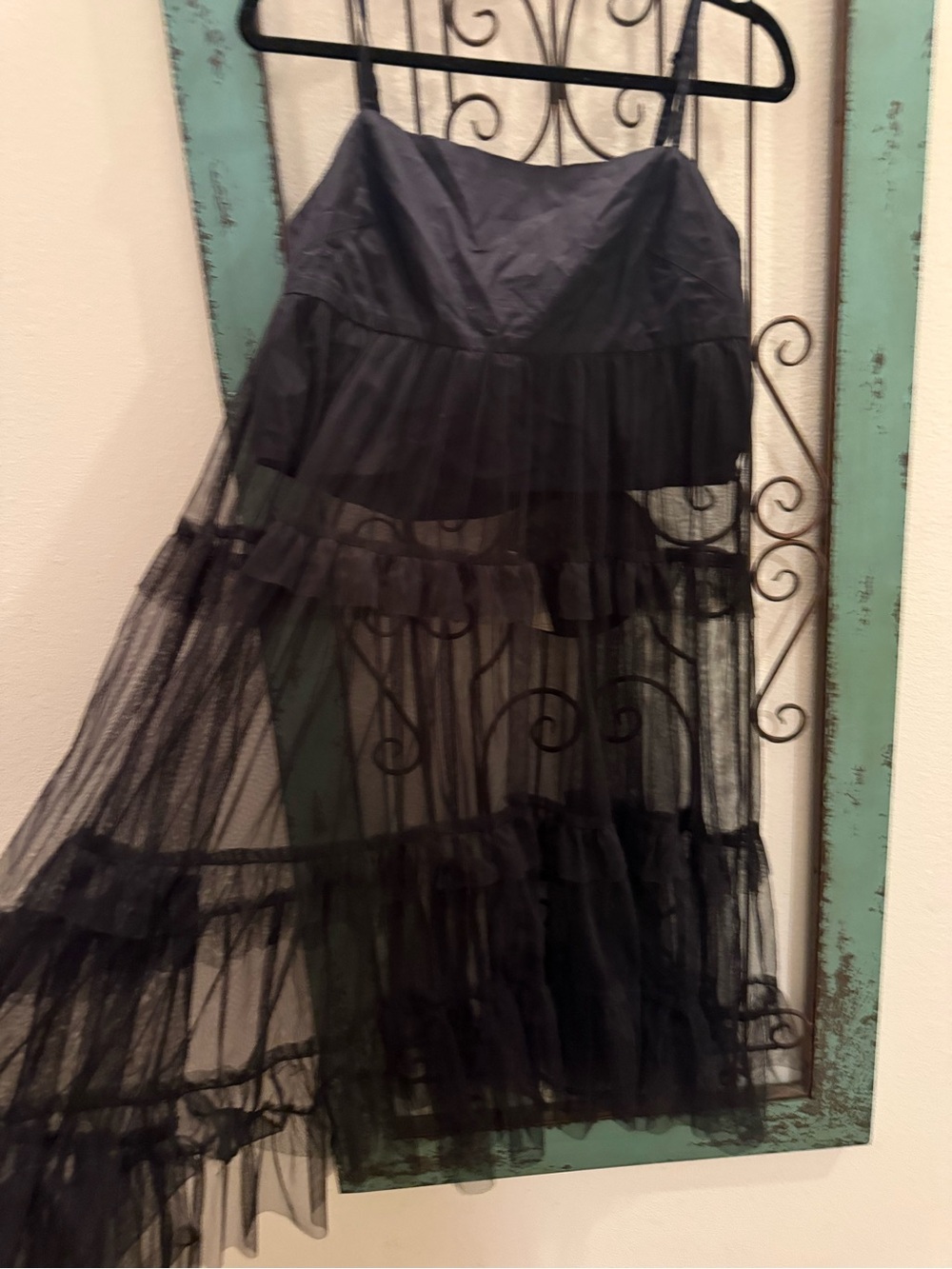 Maeve Anthropologie Black Sheer Tiered Tulle Maxi Dress Size S NWT - Picture 6 of 7